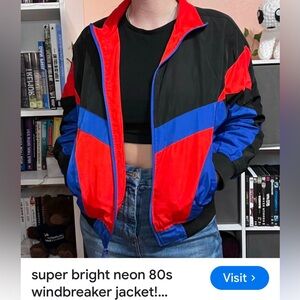 S - Rare Retro 80’s Bright Neon Colours - Full Zip Jacket
